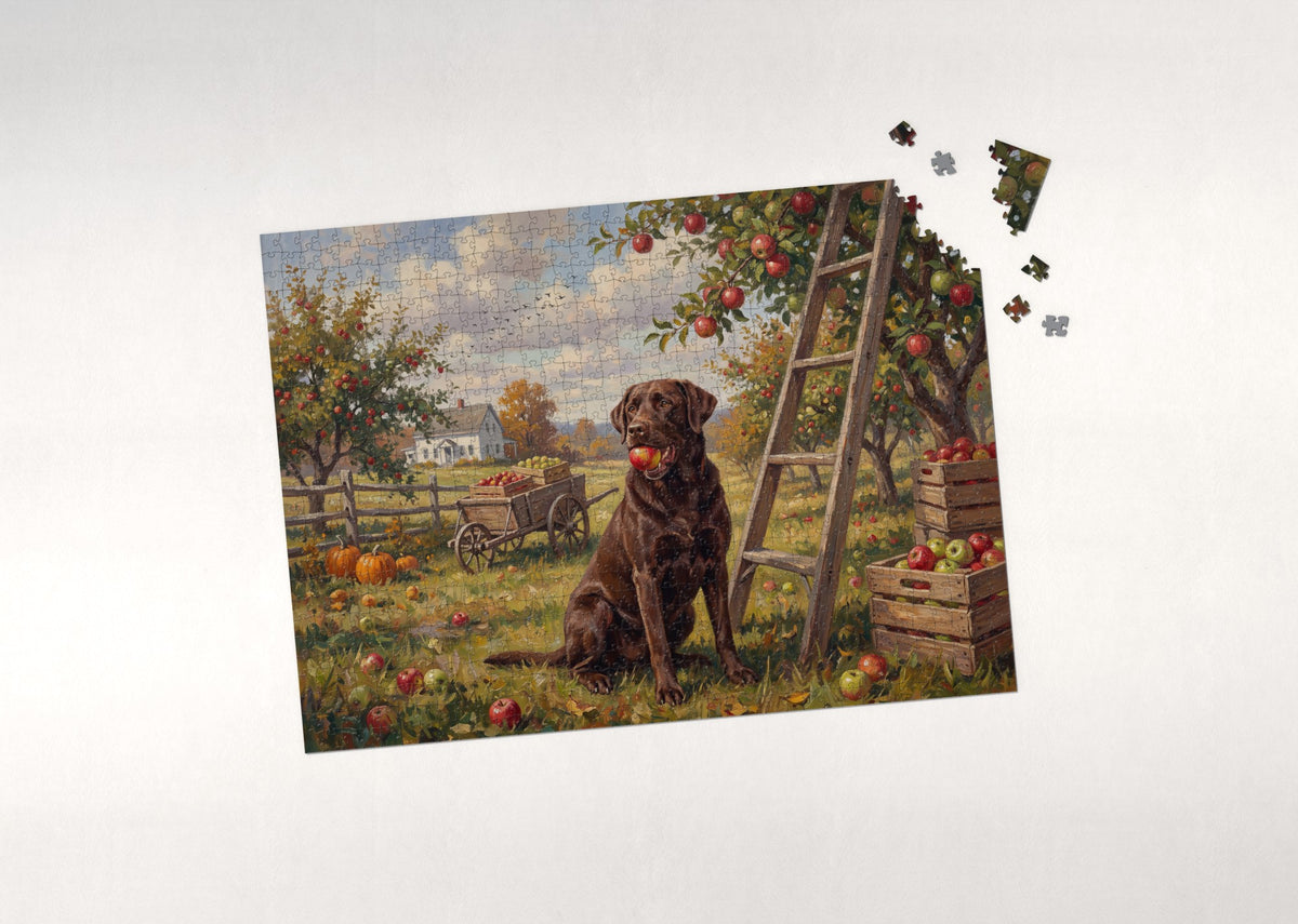 Labrador in the Apple Orchard jigsaw puzzle - puzzle with loose pieces