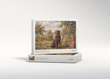 Labrador in the Apple Orchard jigsaw puzzle - gift box