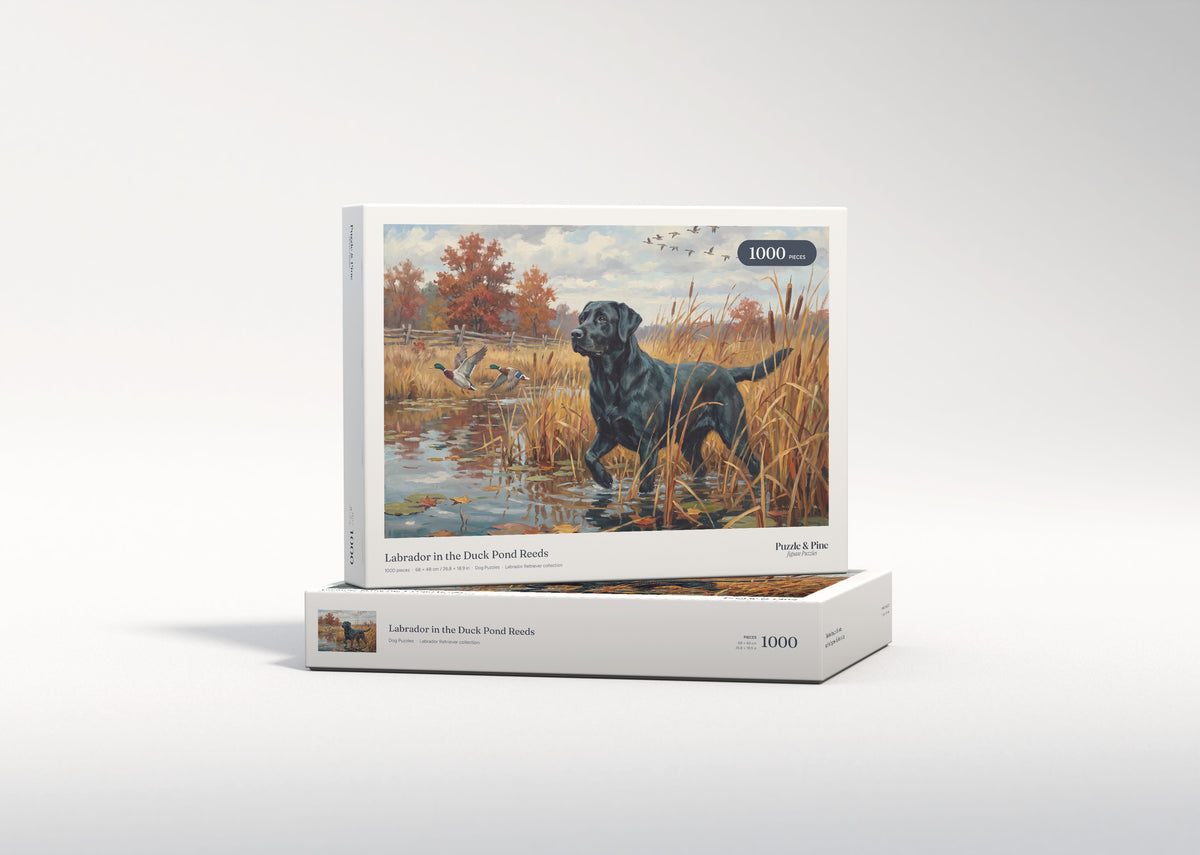 Labrador in the Duck Pond Reeds jigsaw puzzle - gift box