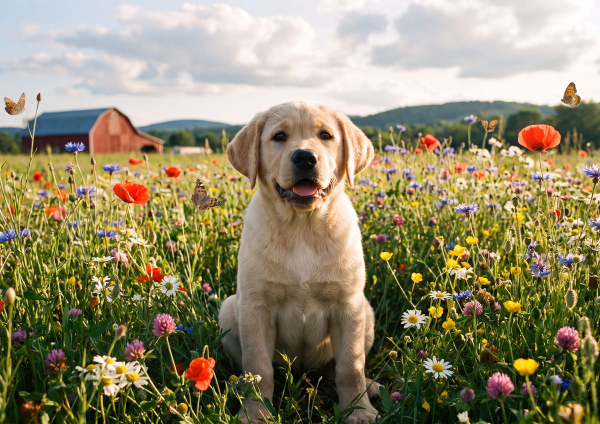 Labrador Puppy in the Wildflower Meadow jigsaw puzzle