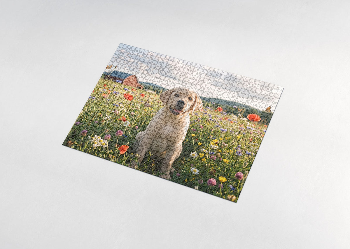 Labrador Puppy in the Wildflower Meadow jigsaw puzzle - assembled puzzle