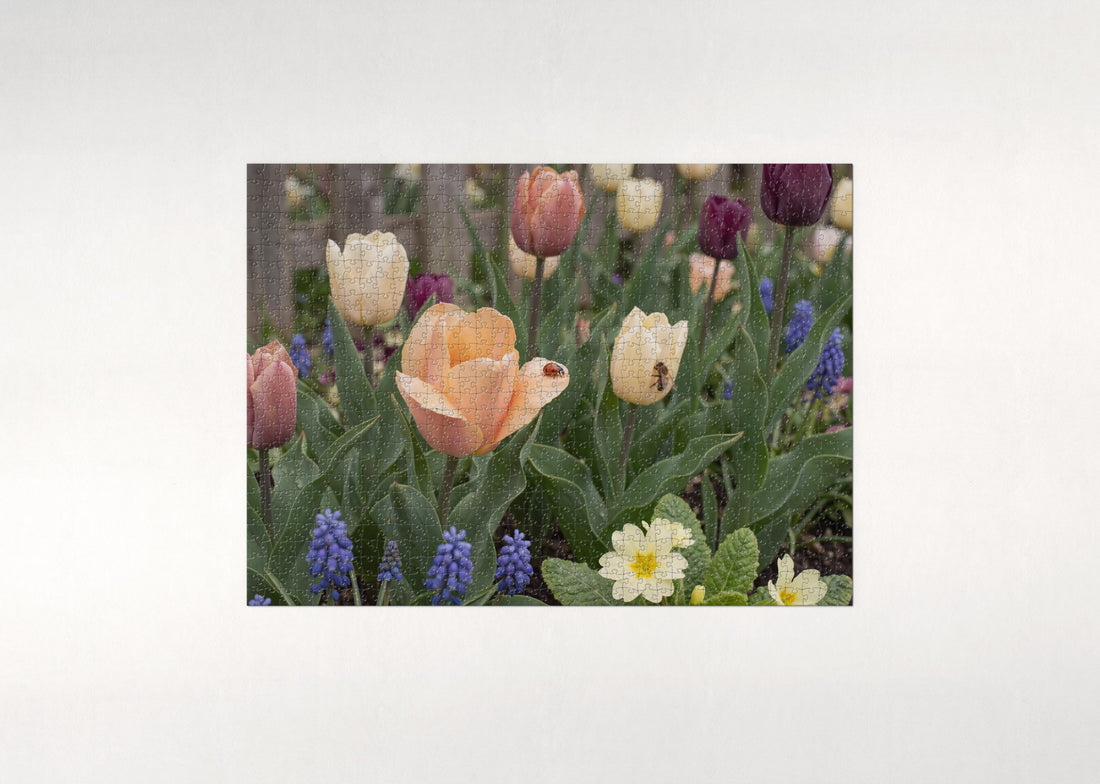 Ladybug Among the Spring Tulips jigsaw puzzle - gift box