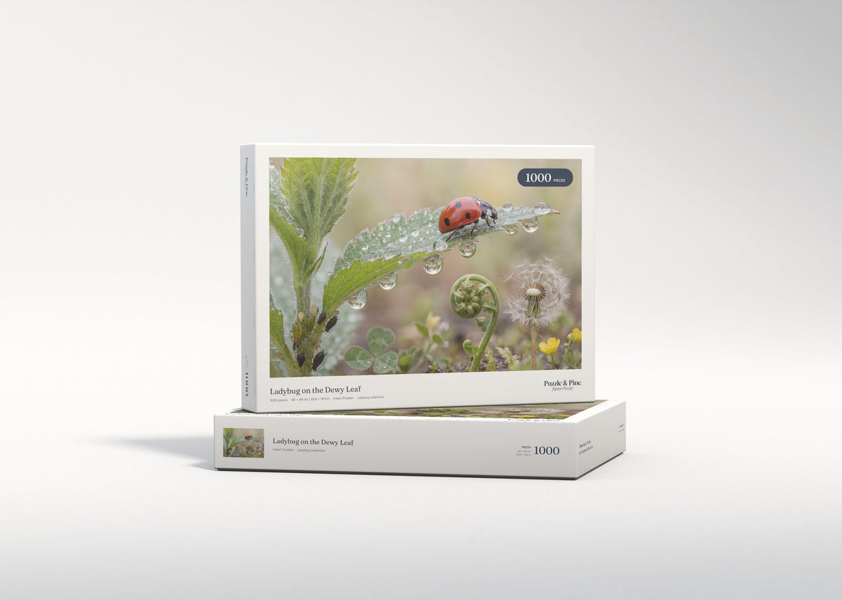 Ladybug on the Dewy Leaf jigsaw puzzle - gift box