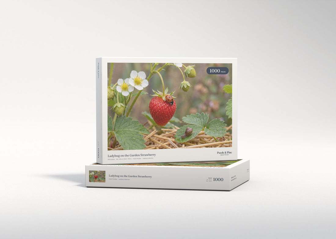 Ladybug on the Garden Strawberry jigsaw puzzle - gift box