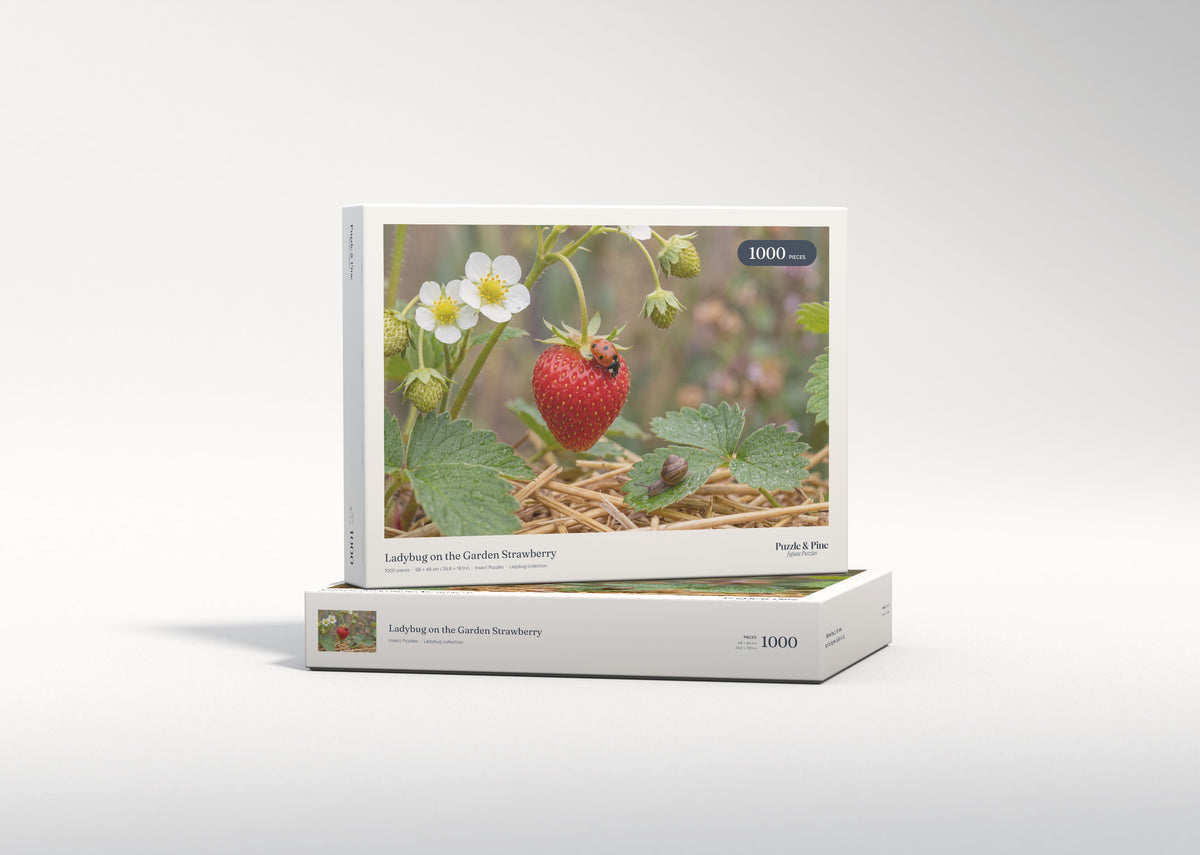 Ladybug on the Garden Strawberry jigsaw puzzle - gift box