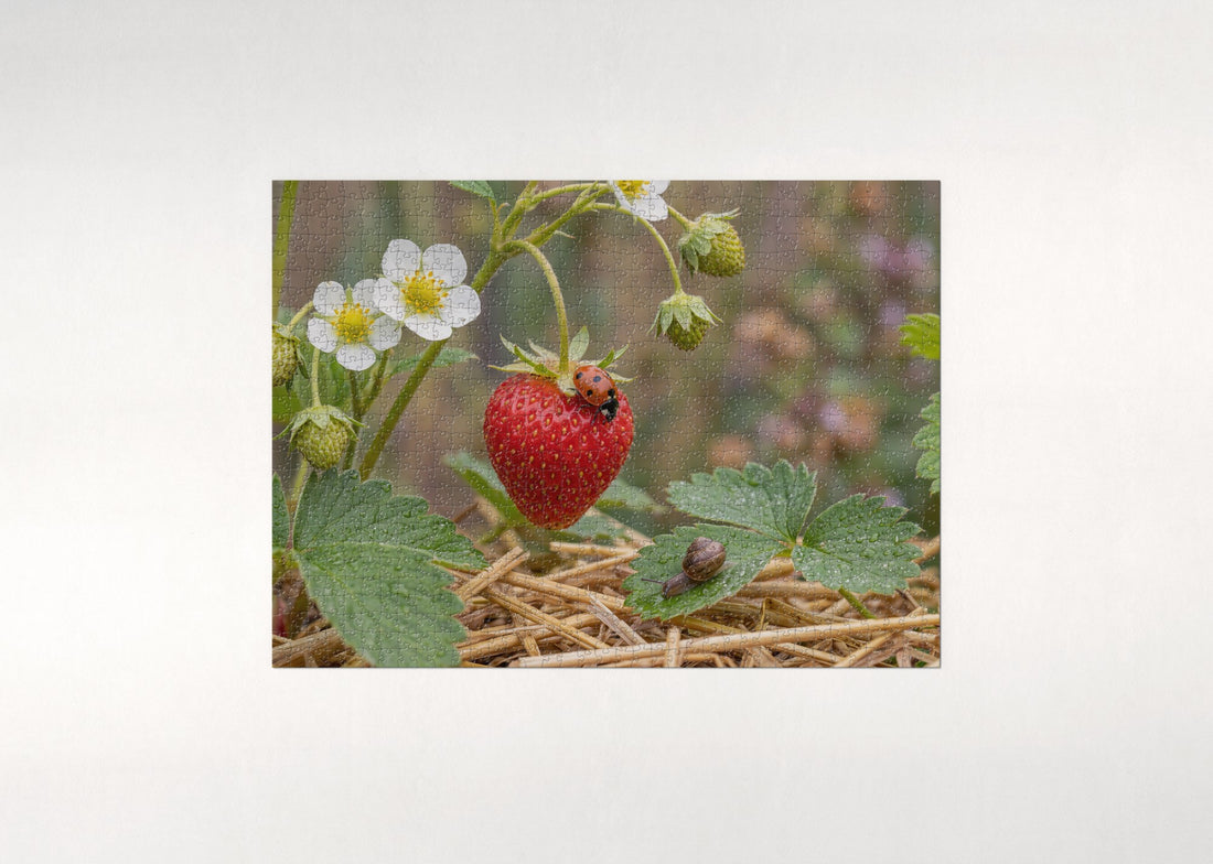 Ladybug on the Garden Strawberry jigsaw puzzle - gift box