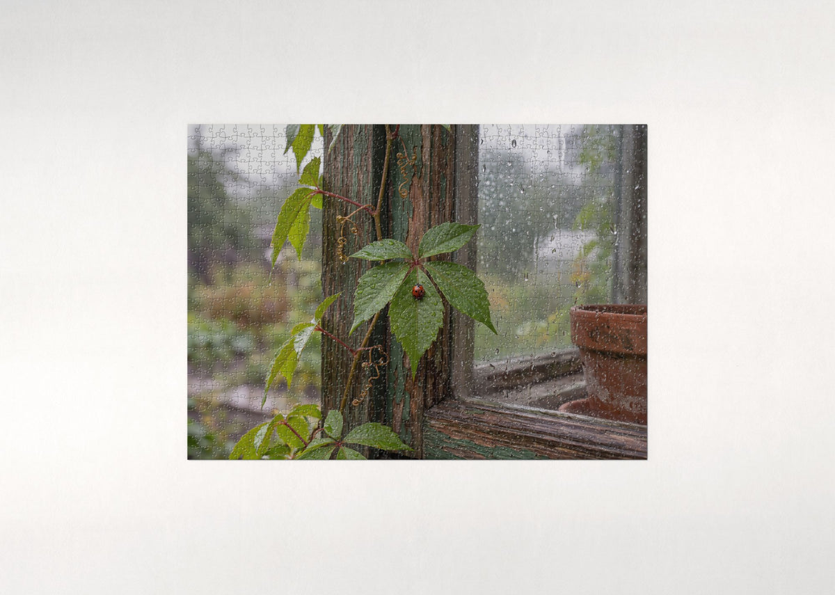 Ladybug on the Rainy Window Vine jigsaw puzzle - flat puzzle
