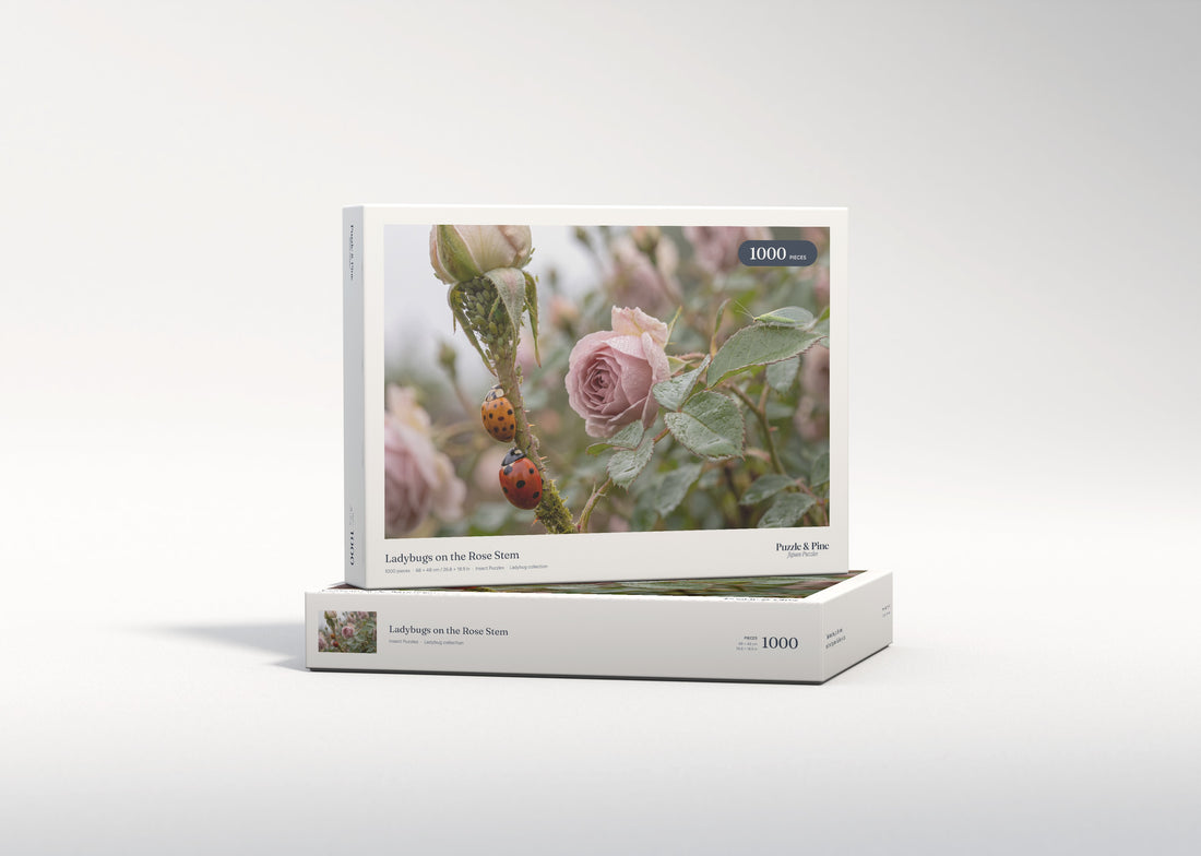 Ladybugs on the Rose Stem jigsaw puzzle - gift box