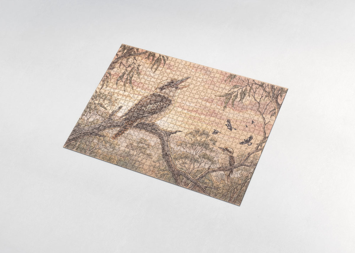 Laughing Kookaburra at Sunrise jigsaw puzzle - assembled puzzle