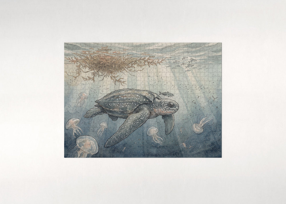 Leatherback Turtle in the Open Ocean jigsaw puzzle - flat puzzle