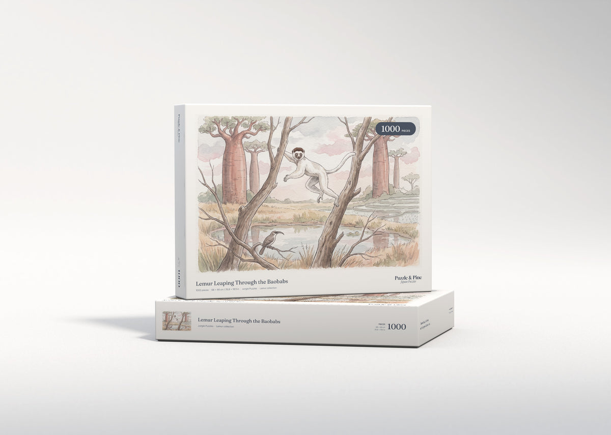 Lemur Leaping Through the Baobabs jigsaw puzzle - gift box