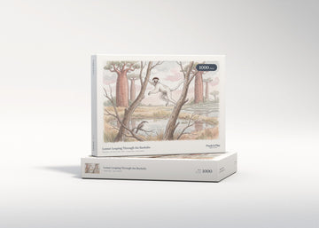 Lemur Leaping Through the Baobabs jigsaw puzzle - gift box