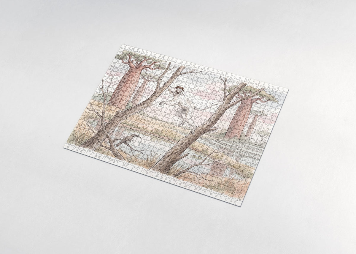 Lemur Leaping Through the Baobabs jigsaw puzzle - assembled puzzle