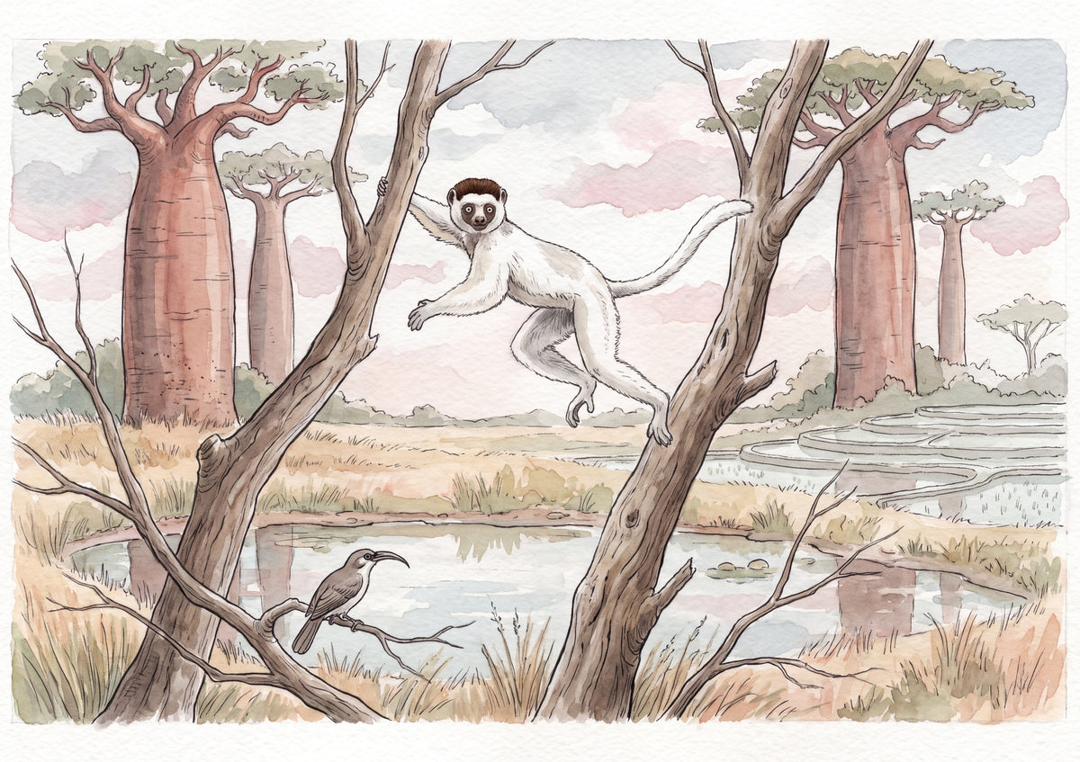 Lemur Leaping Through the Baobabs jigsaw puzzle