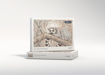 Lemur Portrait with Golden Eyes jigsaw puzzle - gift box