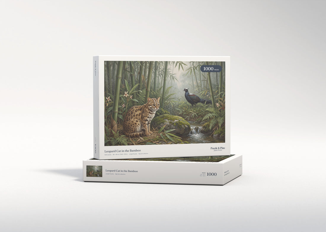 Leopard Cat in the Bamboo jigsaw puzzle - gift box