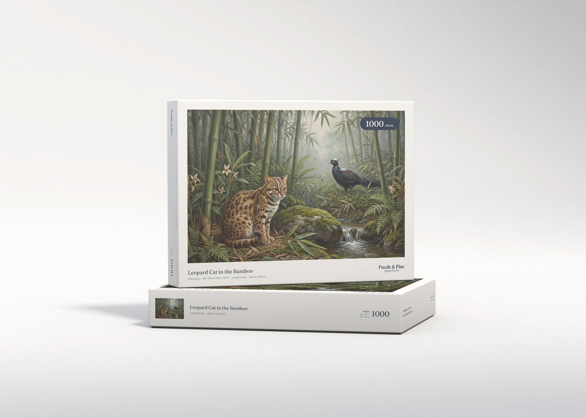 Leopard Cat in the Bamboo jigsaw puzzle - gift box