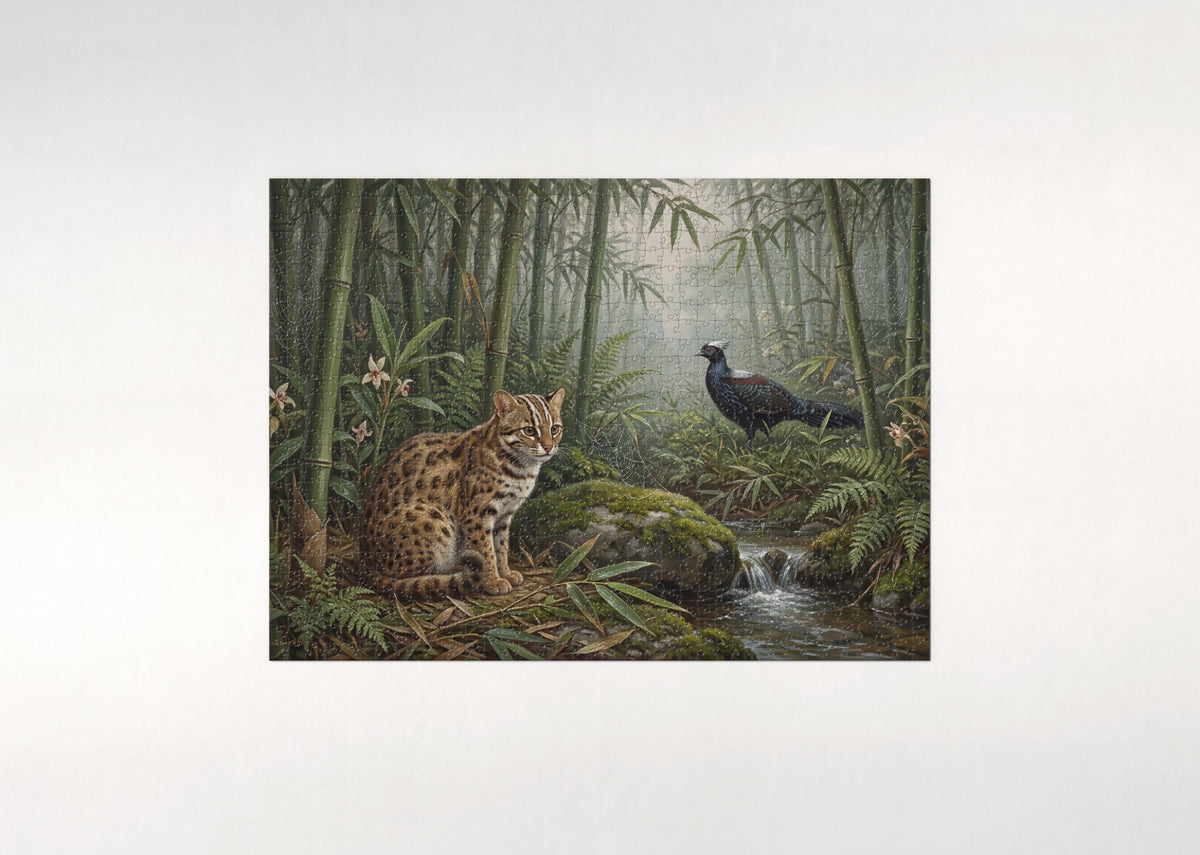 Leopard Cat in the Bamboo jigsaw puzzle - flat puzzle