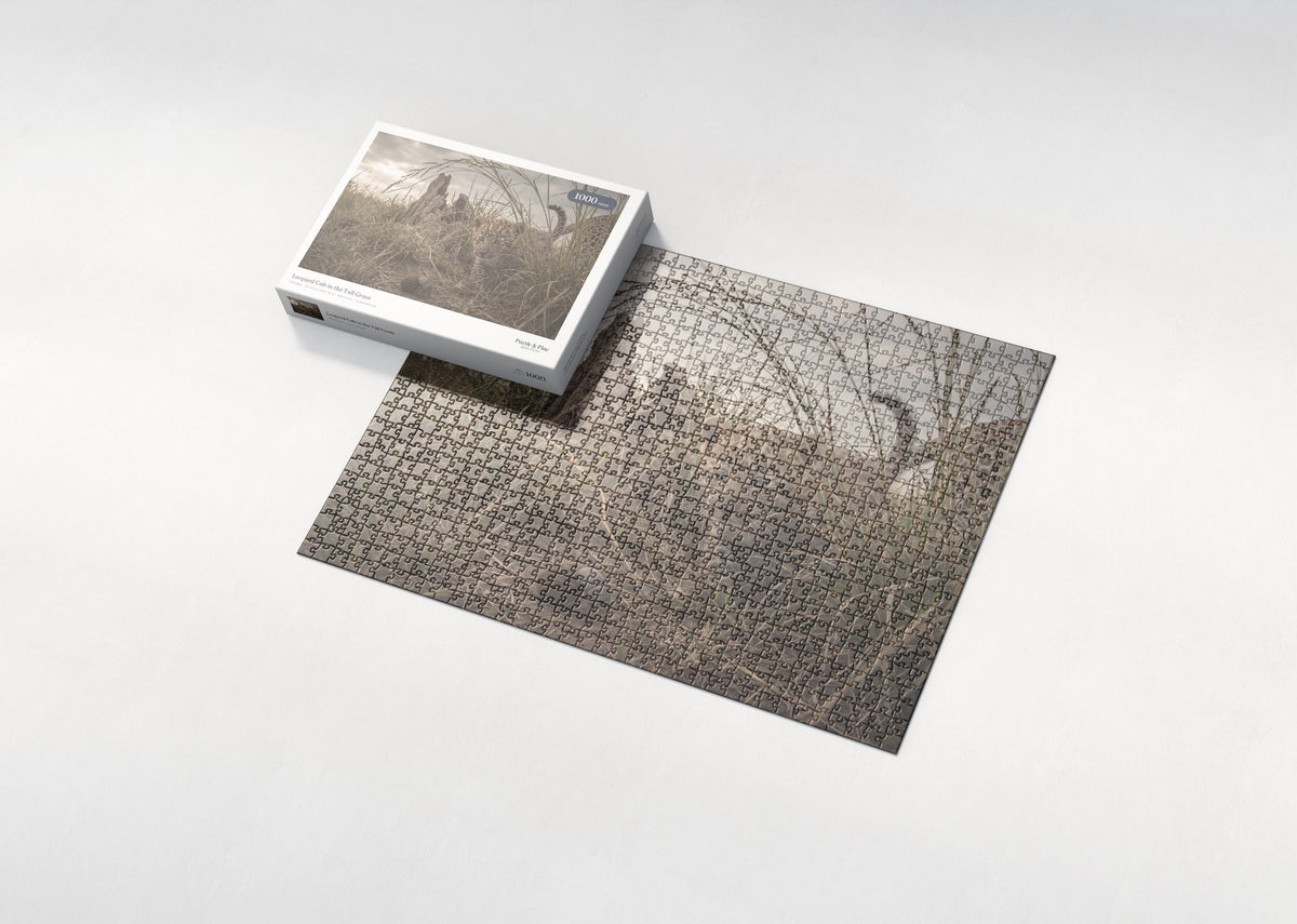 Leopard Cub in the Tall Grass jigsaw puzzle - box and puzzle