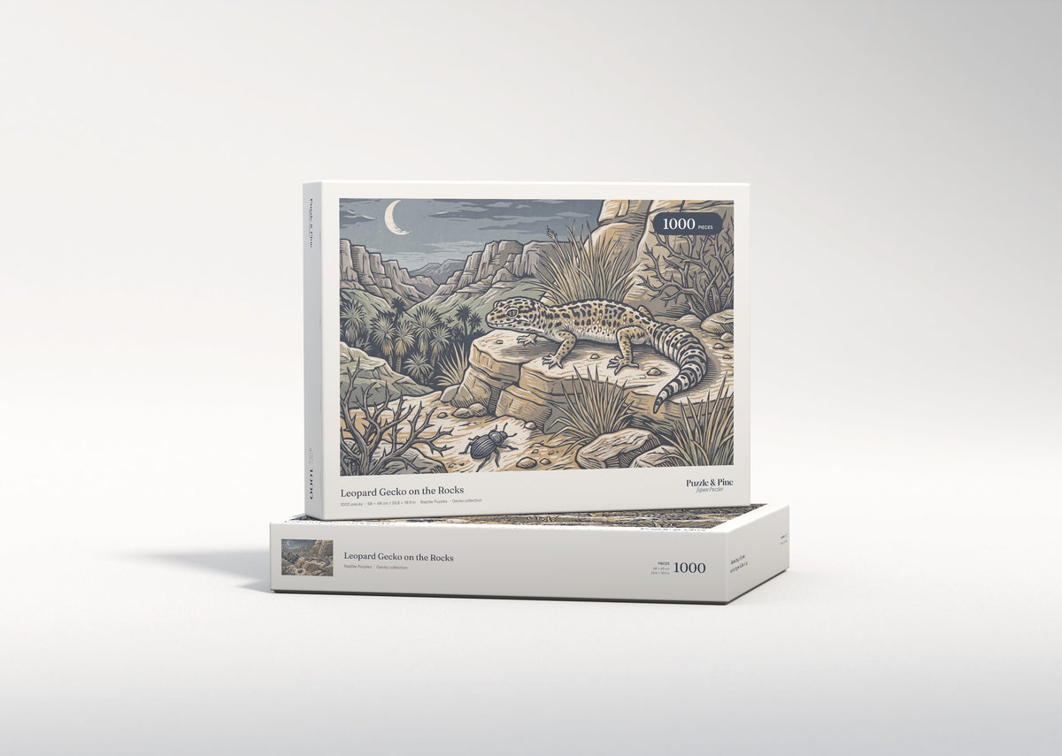 Leopard Gecko on the Rocks jigsaw puzzle - gift box