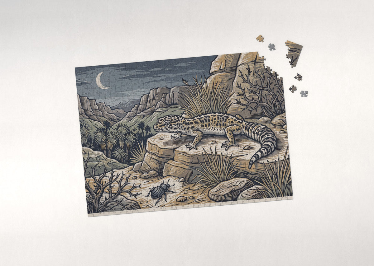 Leopard Gecko on the Rocks jigsaw puzzle - puzzle with loose pieces