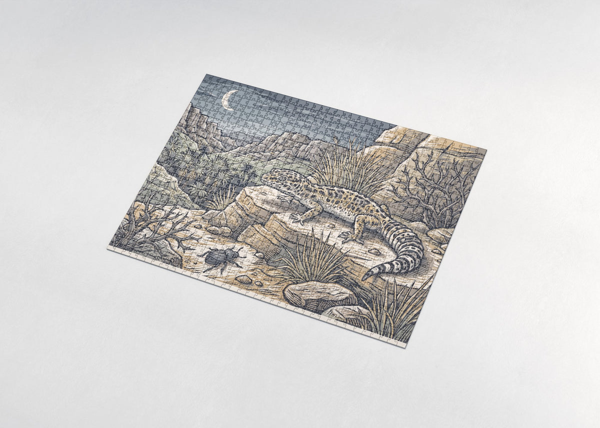Leopard Gecko on the Rocks jigsaw puzzle - assembled puzzle