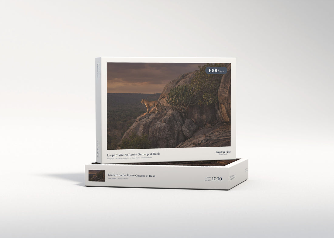 Leopard on the Rocky Outcrop at Dusk jigsaw puzzle - gift box