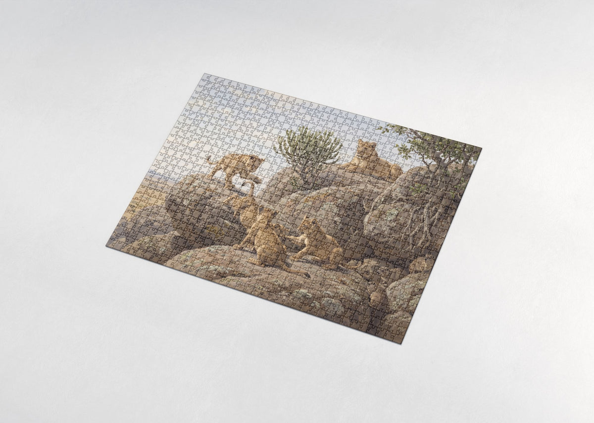 Lion Cubs Playing on the Rocks jigsaw puzzle - assembled puzzle