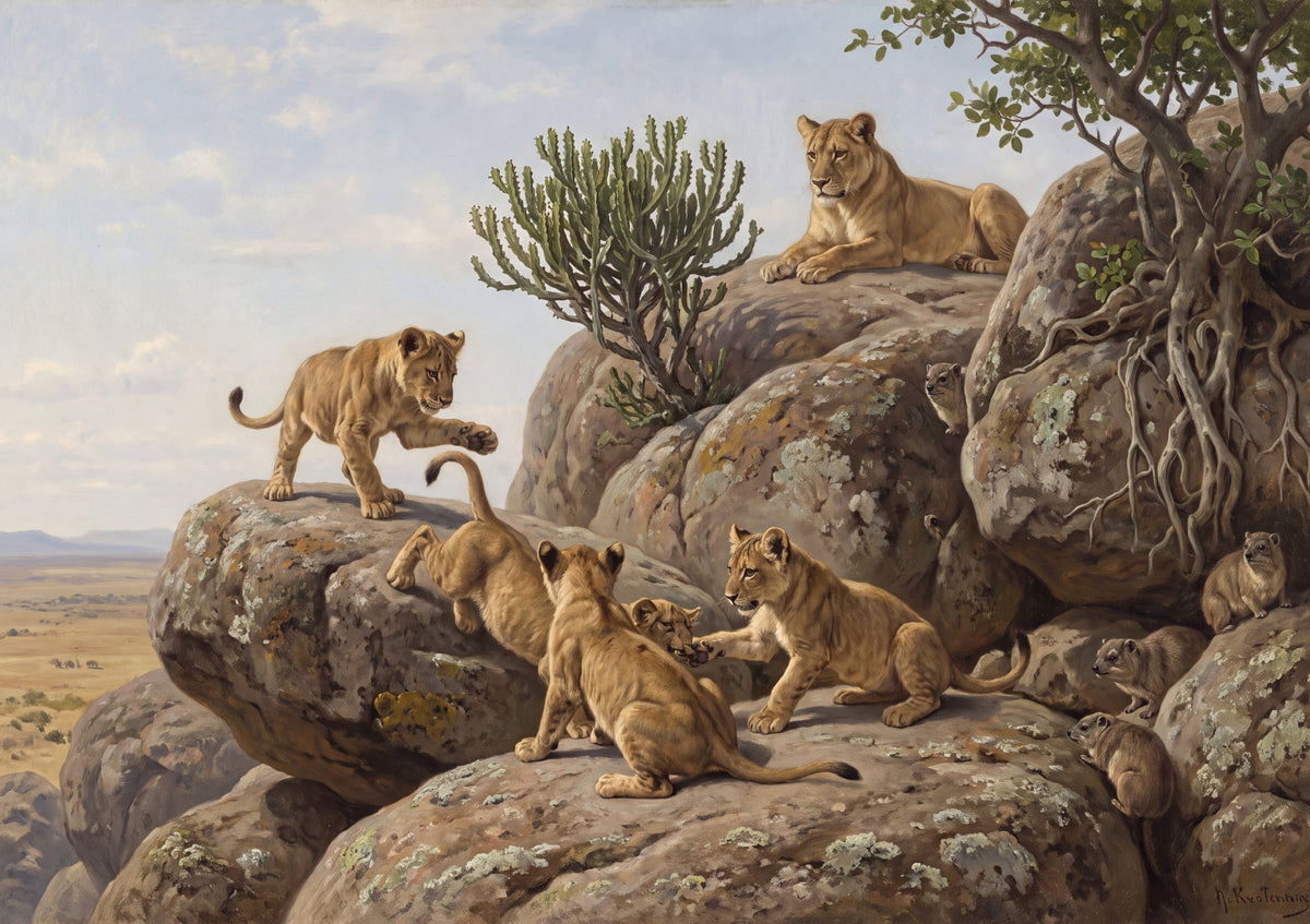 Lion Cubs Playing on the Rocks jigsaw puzzle