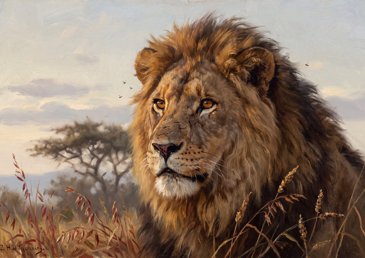 Lion Head Portrait in Golden Light jigsaw puzzle