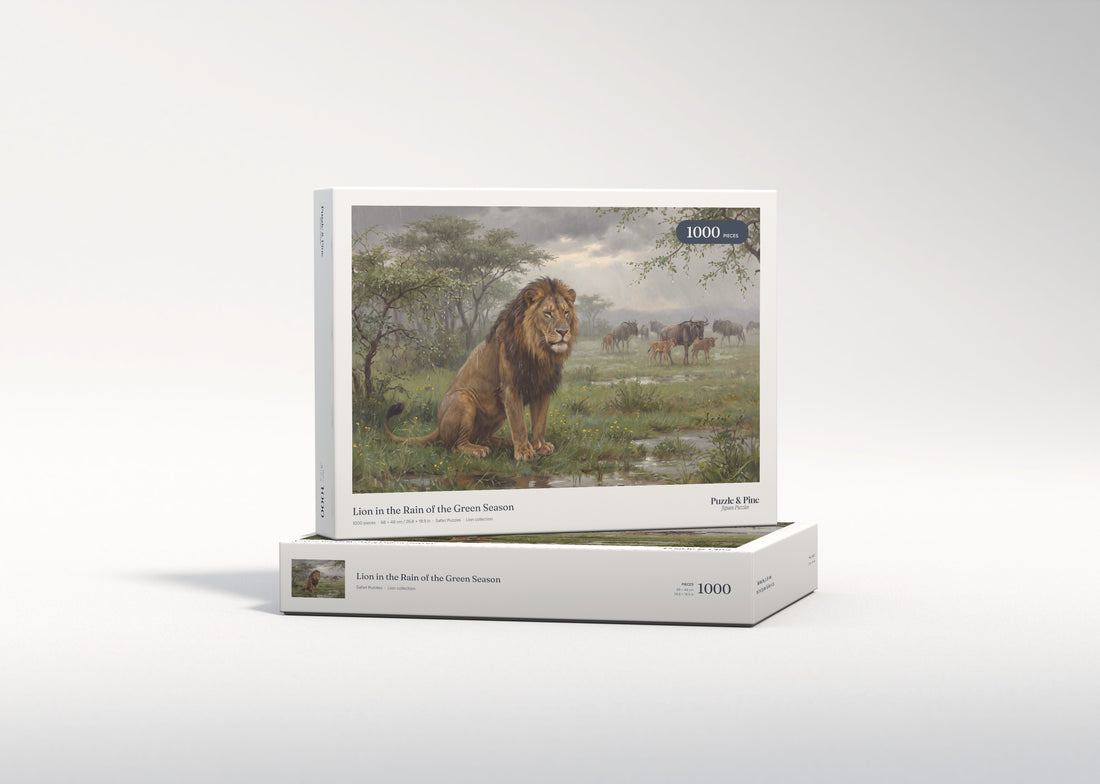 Lion in the Rain of the Green Season jigsaw puzzle - gift box