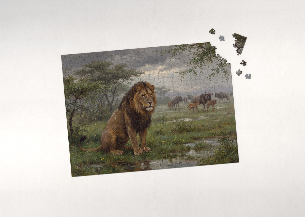 Lion in the Rain of the Green Season jigsaw puzzle - puzzle with loose pieces