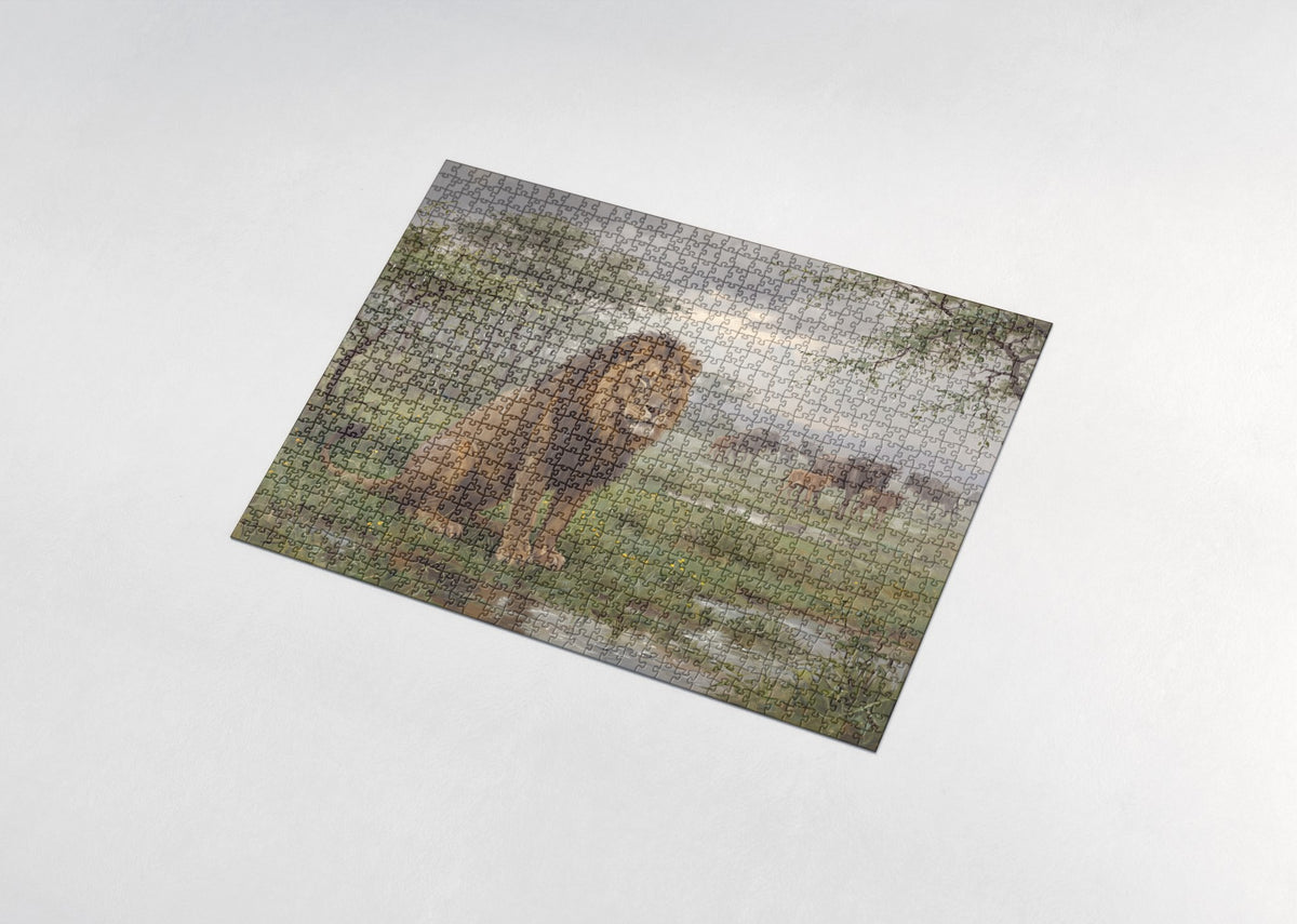 Lion in the Rain of the Green Season jigsaw puzzle - assembled puzzle