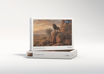 Lion on the Kopje at Sunset jigsaw puzzle - gift box