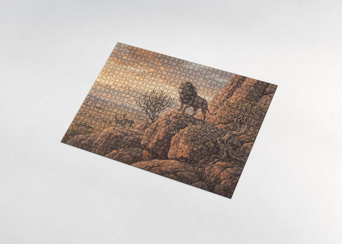 Lion on the Kopje at Sunset jigsaw puzzle - assembled puzzle