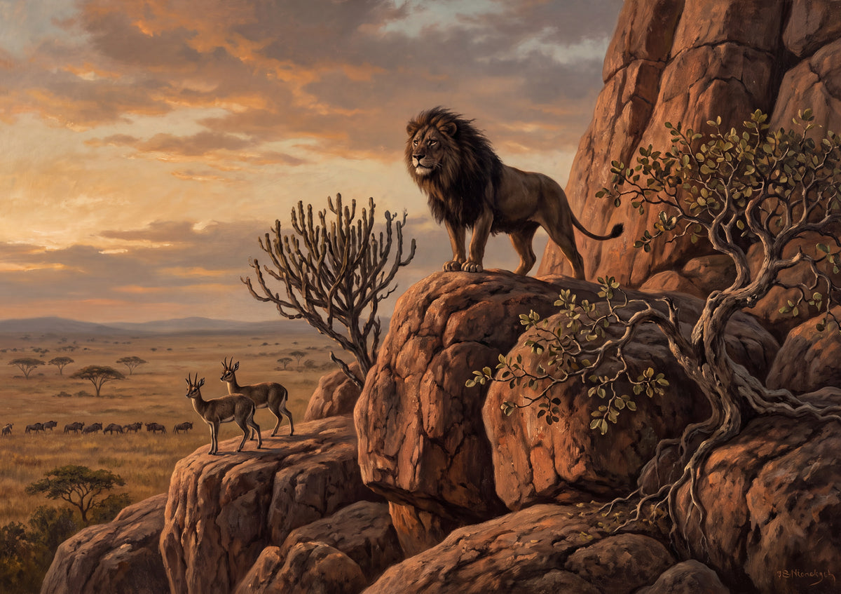 Lion on the Kopje at Sunset jigsaw puzzle
