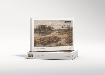 Lion Pride at the Riverbank jigsaw puzzle - gift box