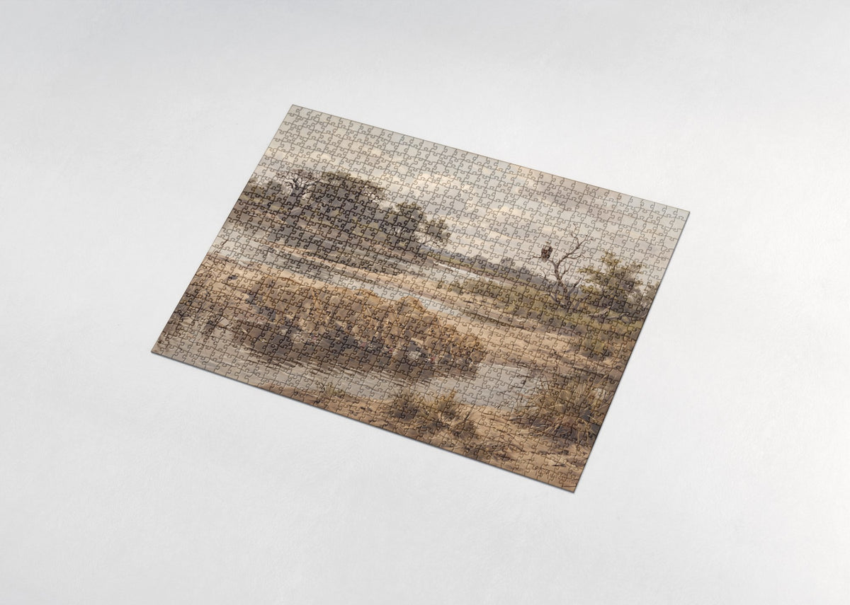 Lion Pride at the Riverbank jigsaw puzzle - assembled puzzle