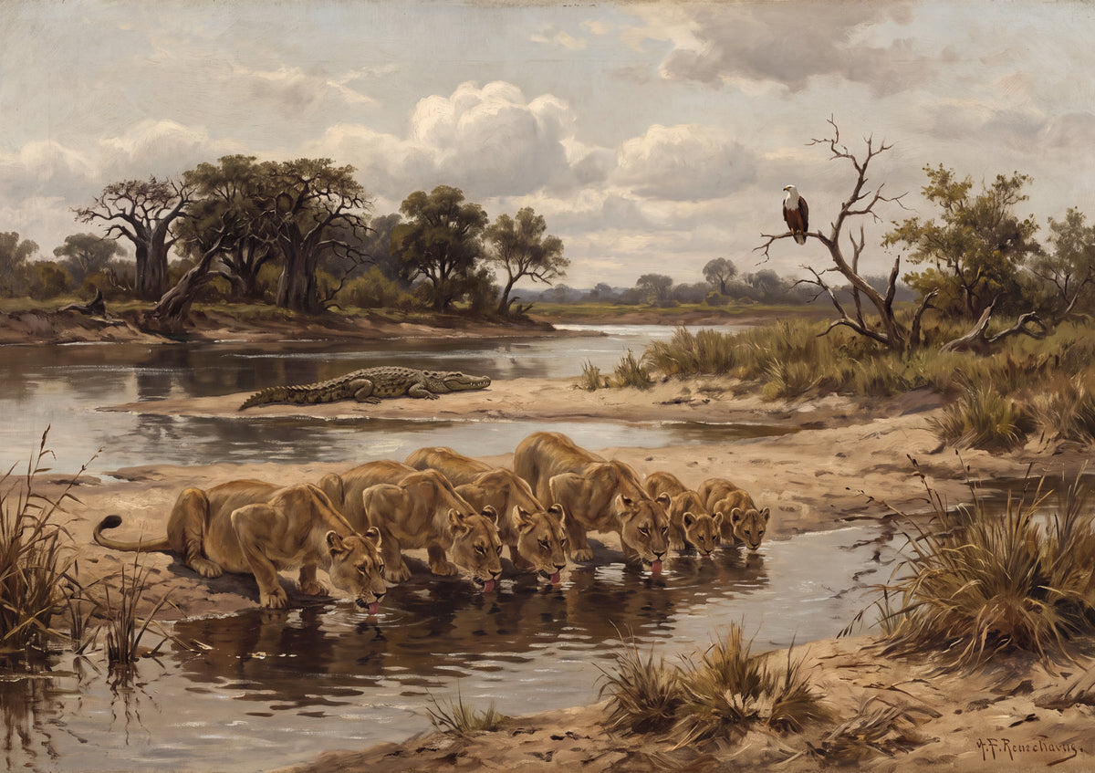 Lion Pride at the Riverbank jigsaw puzzle
