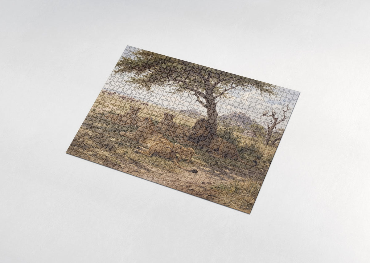 Lion Pride Resting in the Shade jigsaw puzzle - assembled puzzle