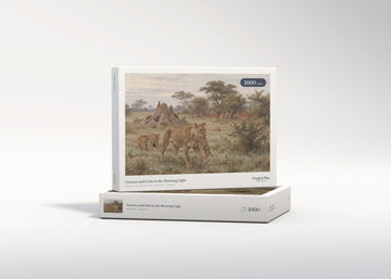 Lioness and Cubs in the Morning Light jigsaw puzzle - gift box