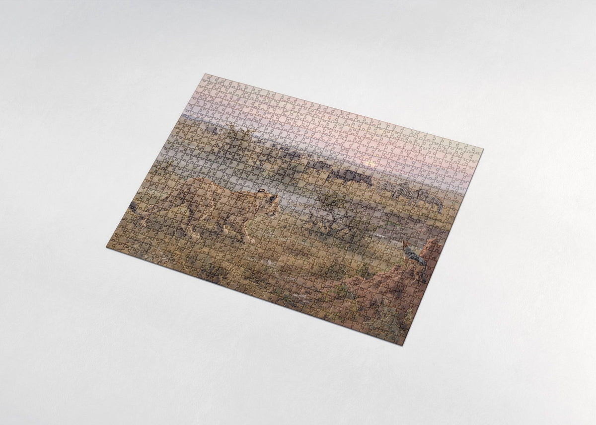 Lioness Hunting at Dawn jigsaw puzzle - assembled puzzle