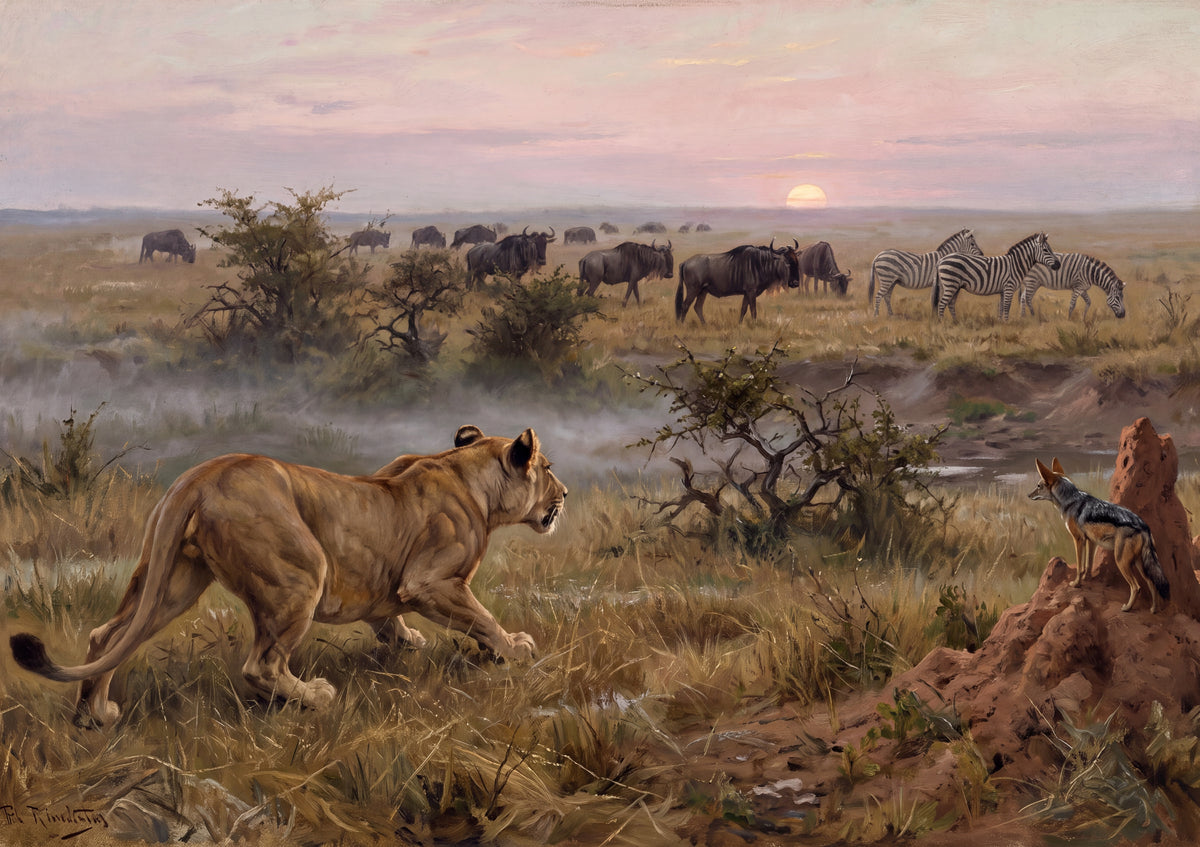 Lioness Hunting at Dawn jigsaw puzzle