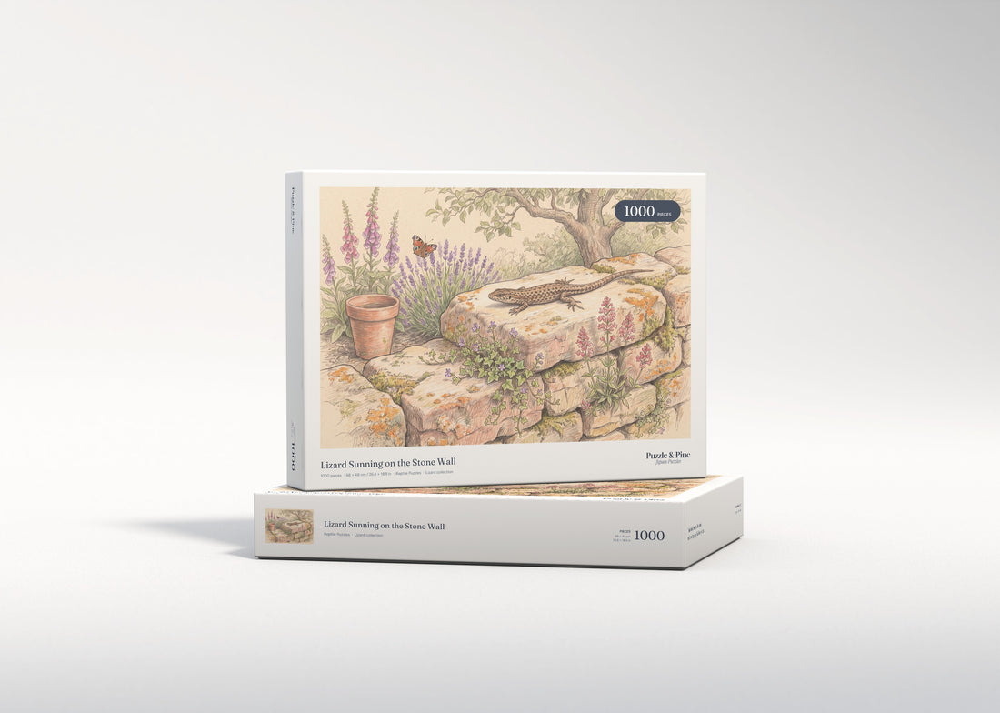 Lizard Sunning on the Stone Wall jigsaw puzzle - gift box