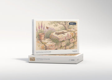 Lizard Sunning on the Stone Wall jigsaw puzzle - gift box