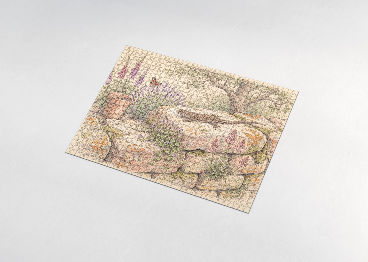 Lizard Sunning on the Stone Wall jigsaw puzzle - assembled puzzle