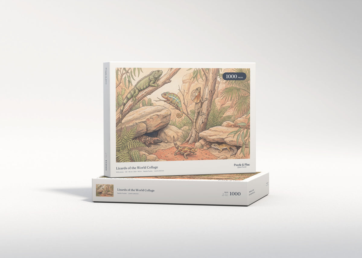 Lizards of the World Collage jigsaw puzzle - gift box