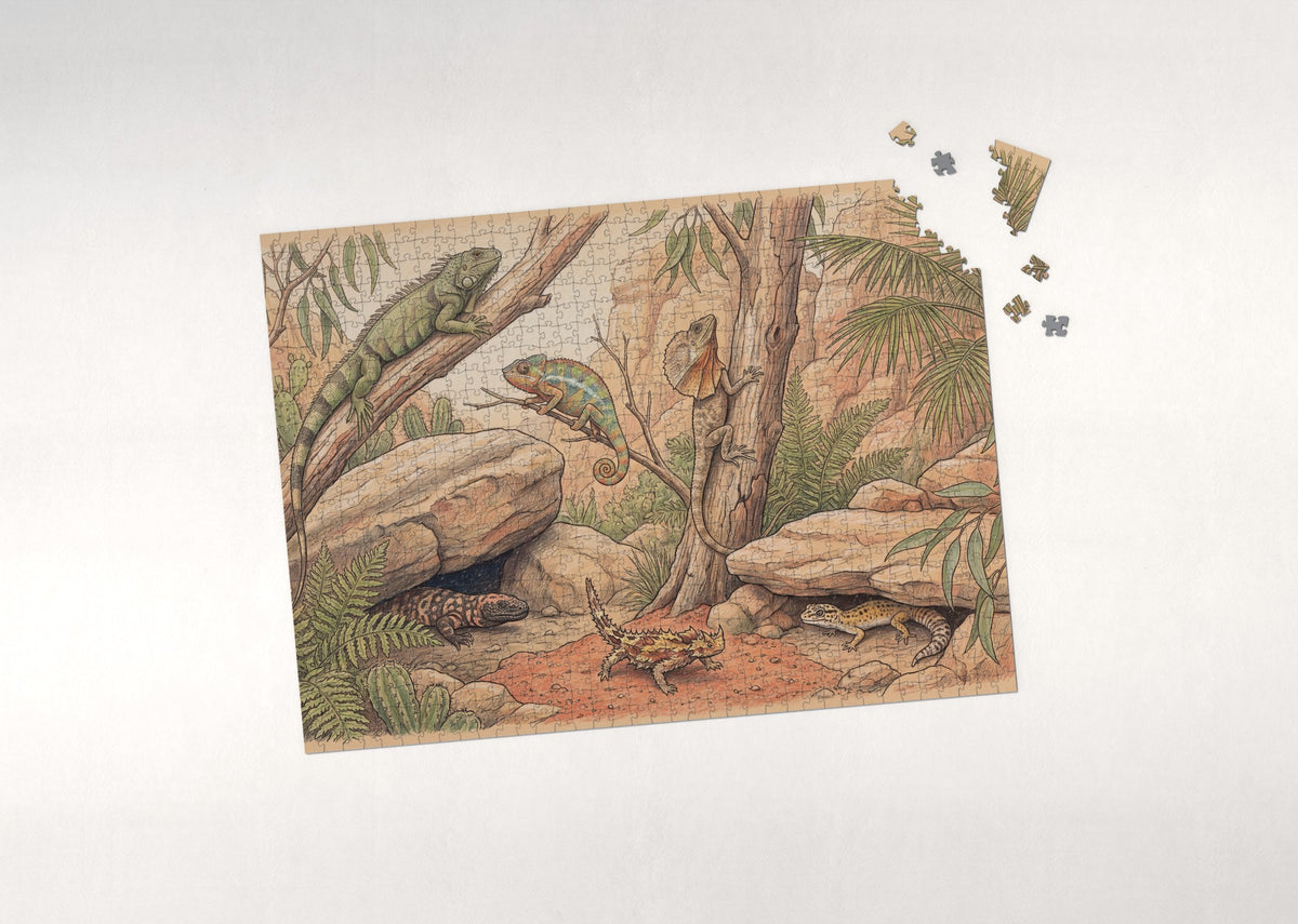 Lizards of the World Collage jigsaw puzzle - puzzle with loose pieces