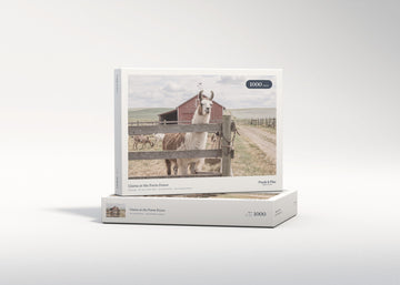 Llama at the Farm Fence jigsaw puzzle - gift box