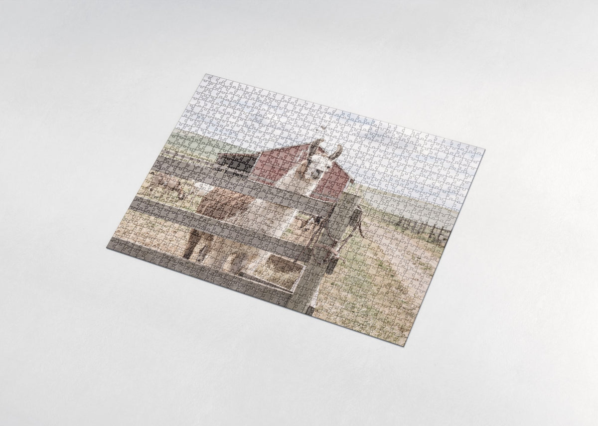 Llama at the Farm Fence jigsaw puzzle - assembled puzzle